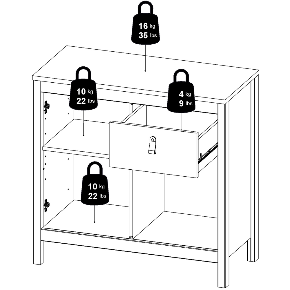 Florence Madrid 2 Doors Single Drawer Matt Black Sideboard Image 9