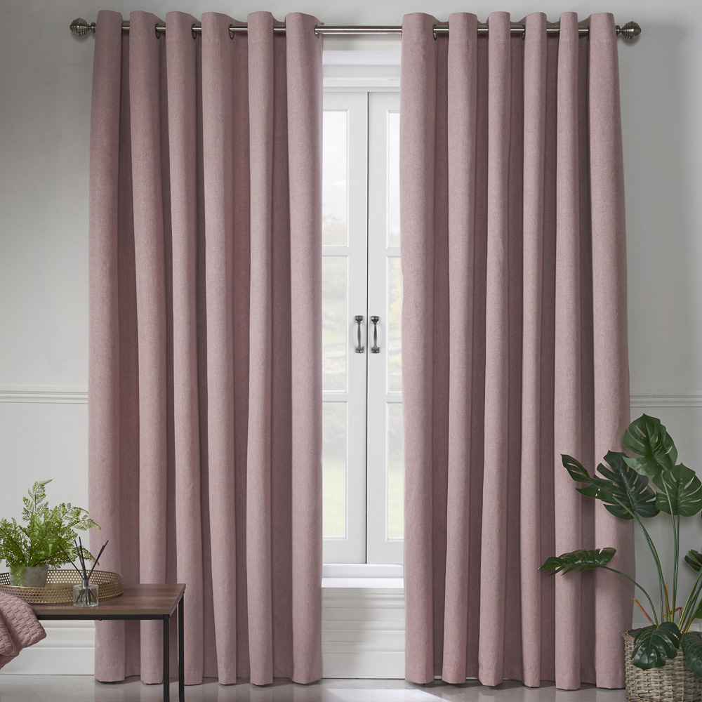 Alan Symonds Blush Linen Look Blackout Ring Top Eyelet Curtains 110 x 229cm Image 2