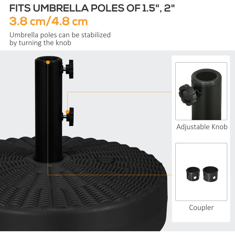 Outsunny Black Rattan Effect Round Parasol Base 29kg Image 4