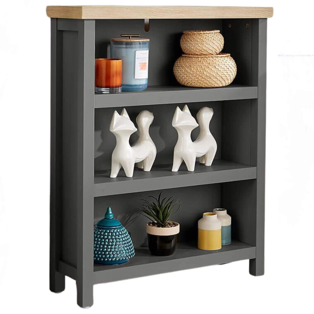 Home Source Avon 3 Tier Low Grey Graphite Bookcase Image 2
