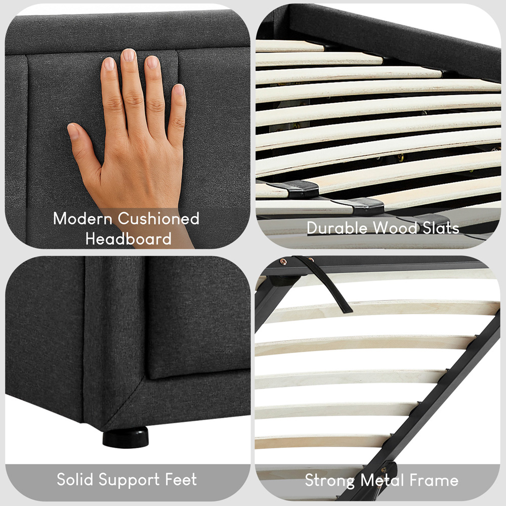 Vida Designs Vanita King Size Dark Grey Ottoman Bed Image 7