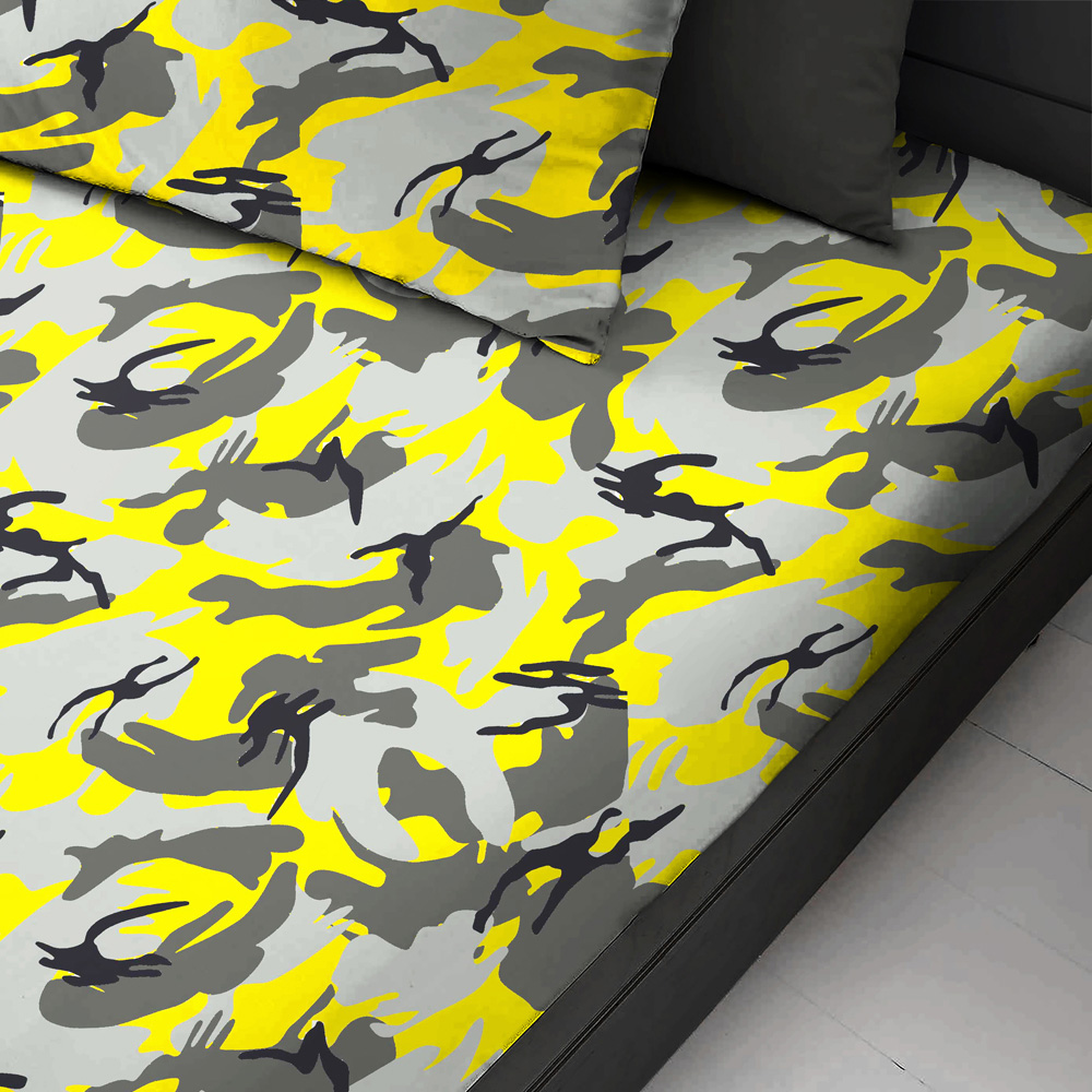 Velosso Double Camouflage Yellow Fitted Sheet Image 2