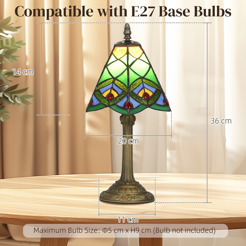HOMCOM Tiffany Style Handcrafted Stained Glass Table Lamp Image 9