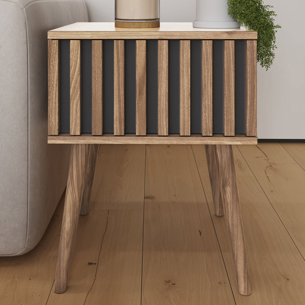 GFW Rowan Oak Louvered Side Table Image 1