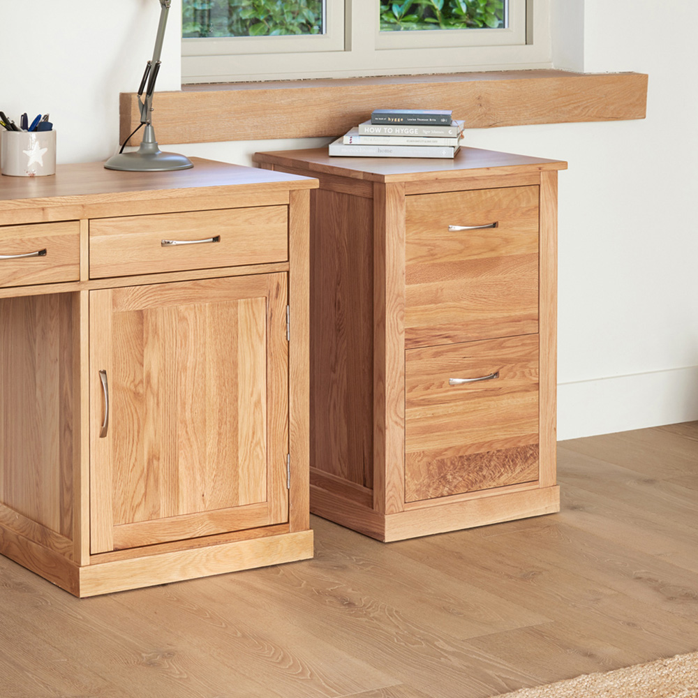Baumhaus Mobel 2 Drawer Oak Filing Cabinet Image 4