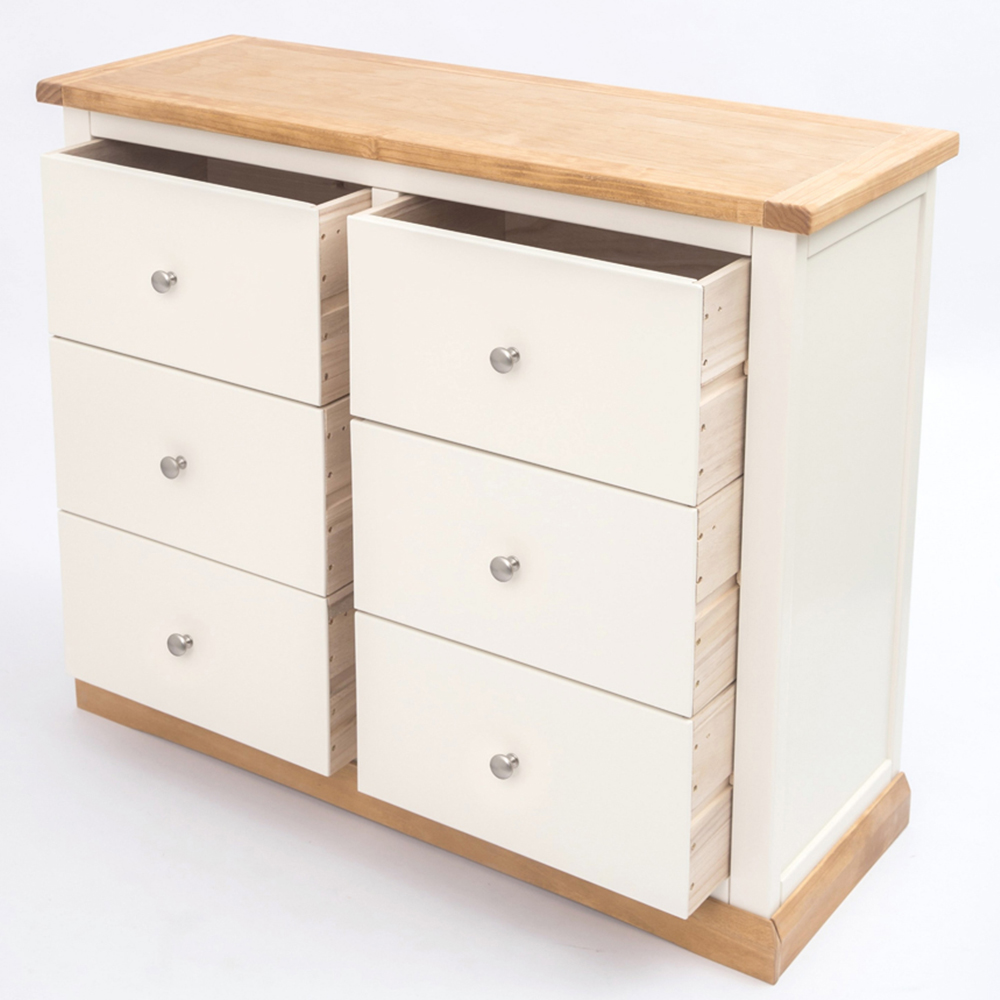 Cabinet Bits Trevi 6 Drawer White Chrome Knob Chest of Drawers Image 4