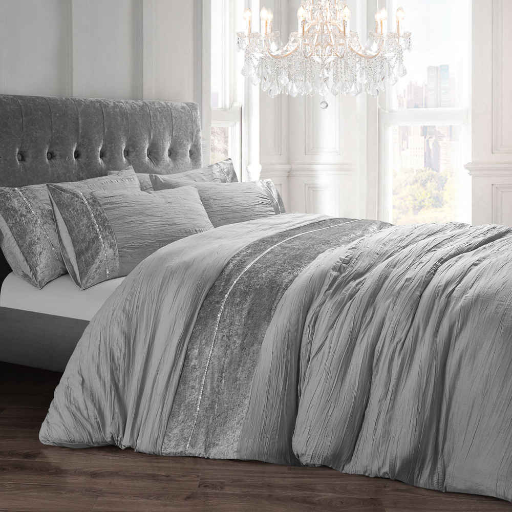 Velosso Diamante King Size Silver Orleans Duvet Set Image