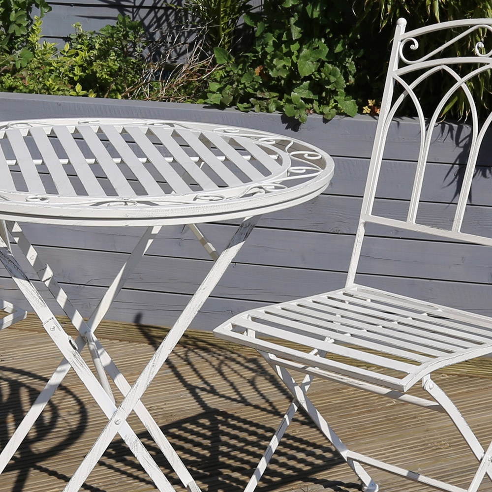 Charles Bentley Wrought Iron 2 Seater Bistro Set White Image 3
