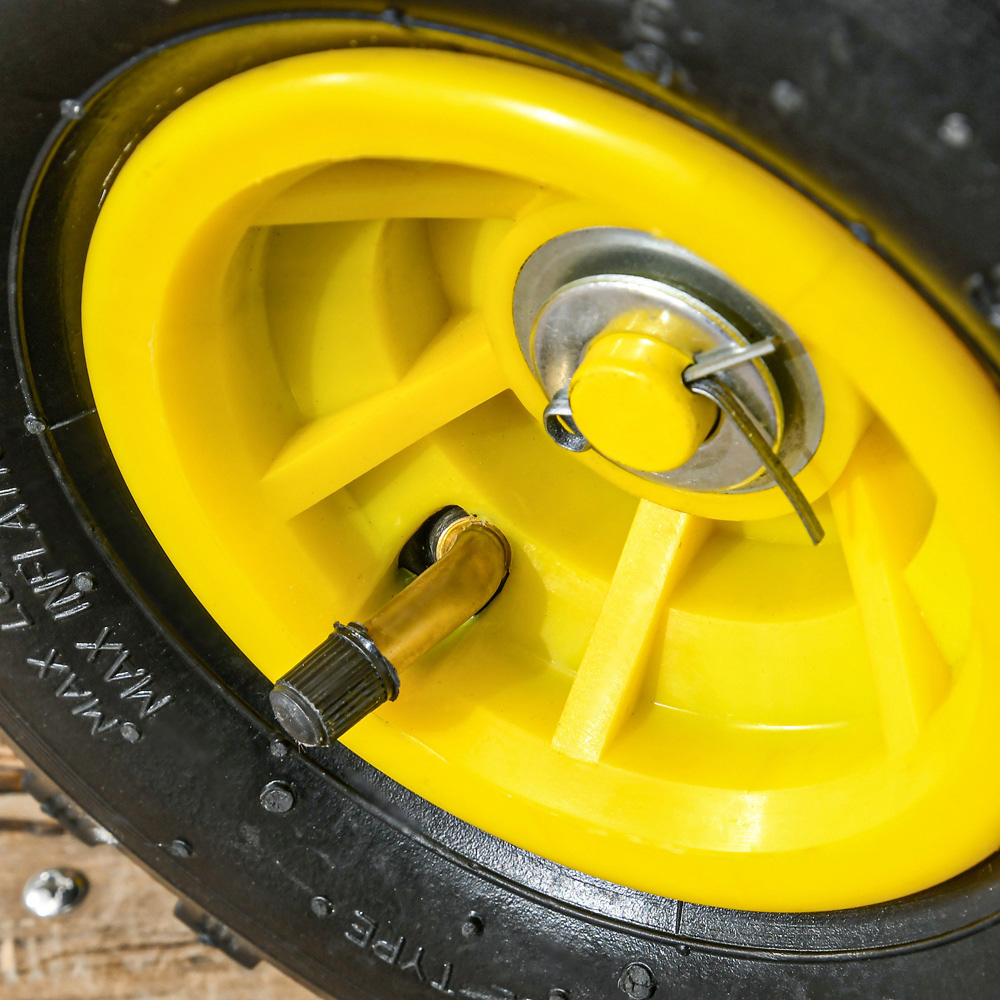 Outsunny Yellow Garden Trolley with Pneumatic Wheels and Rotating Handle Image 3