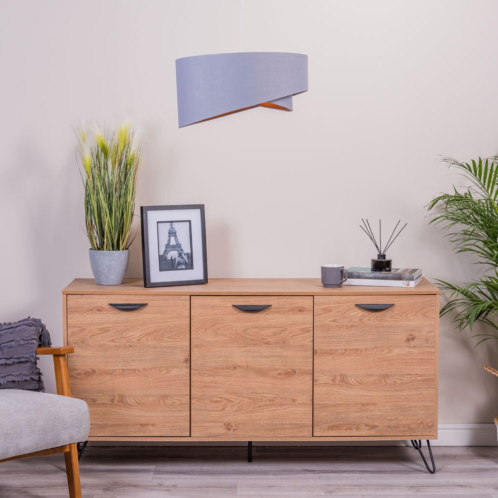 ValueLights Trekan Grey and Metallic Copper Pendant Lamp Shade Image 4