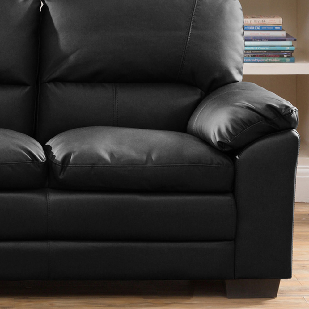 Genoa 2 Seater Black Bonded Leather Sofa Image 3