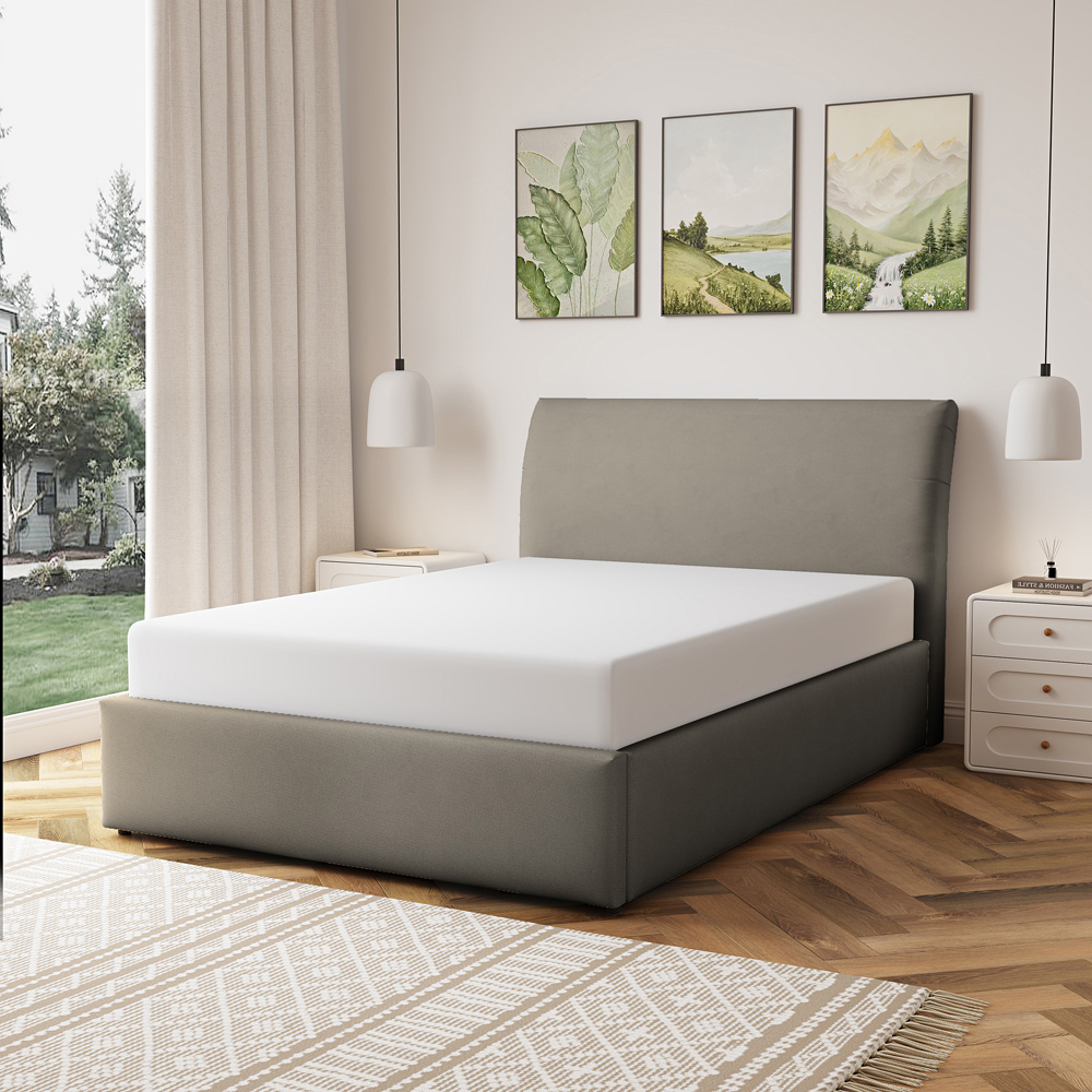 Artemis Home Bethany Double Light Brown Linen Upholstered Ottoman Bed Image 4