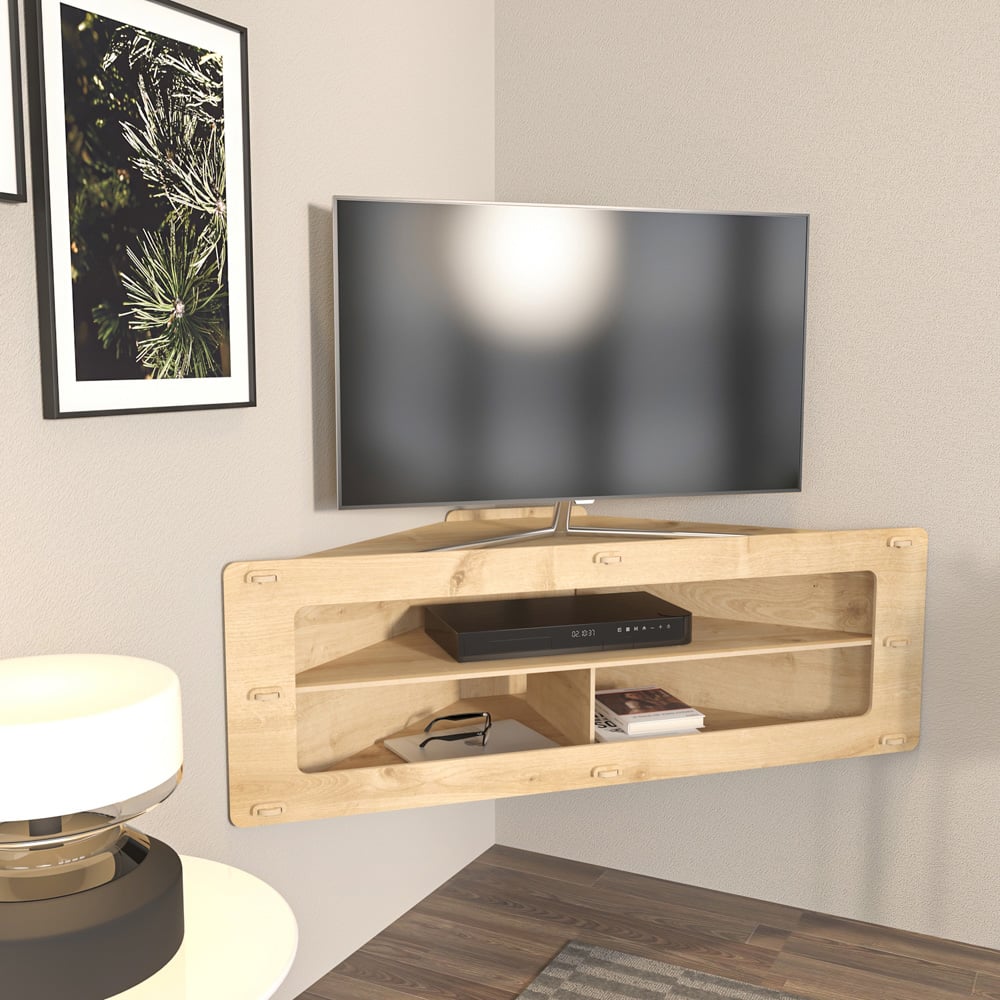 Decorotika Sala 3 Shelf Corner Floating MDF TV Unit Image 4