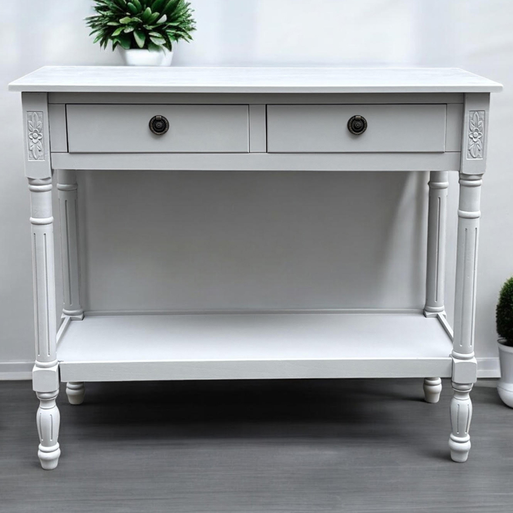 Acacia Home 2 Drawer Side Table Image 1