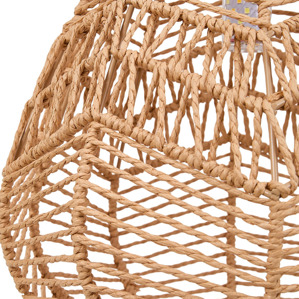 Living and Home Light Brown Vintage Rattan E27 Pendant Light Image 5