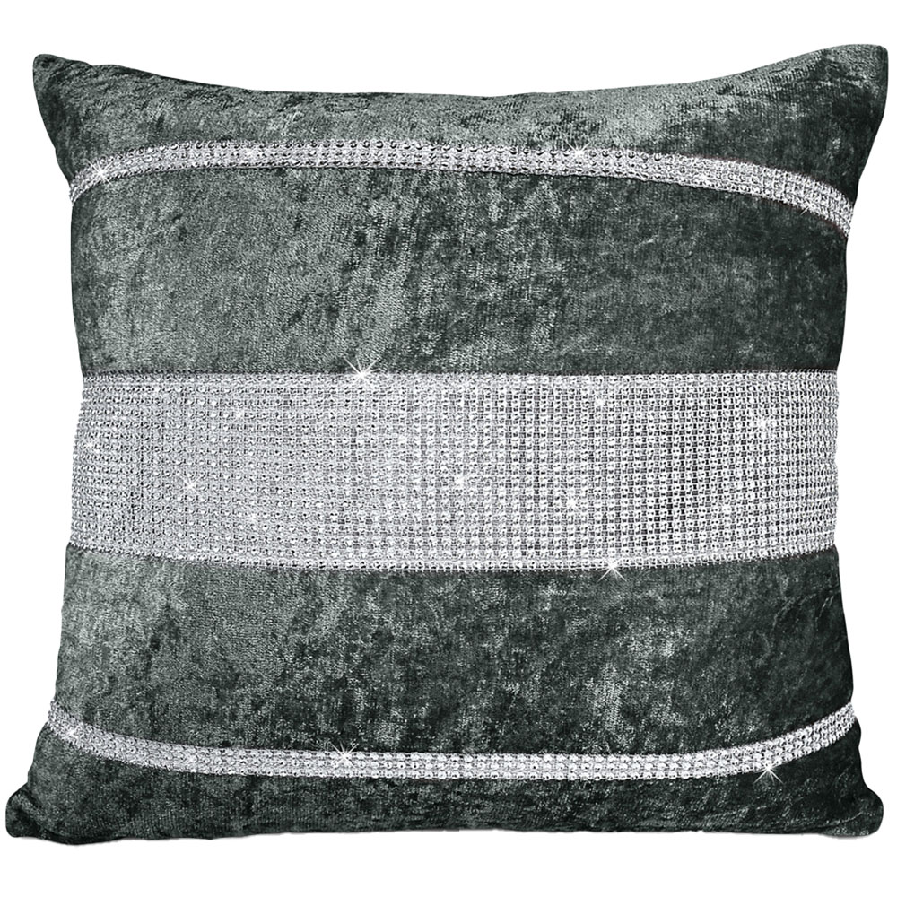 Intimates Topaz Diamante Charcoal Filled Cushion 43 x 43cm 2 Pack Image 1