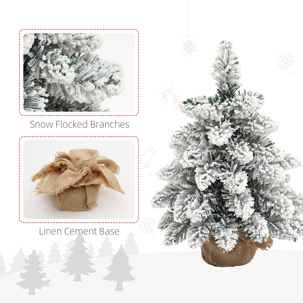 Everglow Snow Flocked Tabletop Mini Artificial Christmas Tree 1.5ft 2 Pack Image 6
