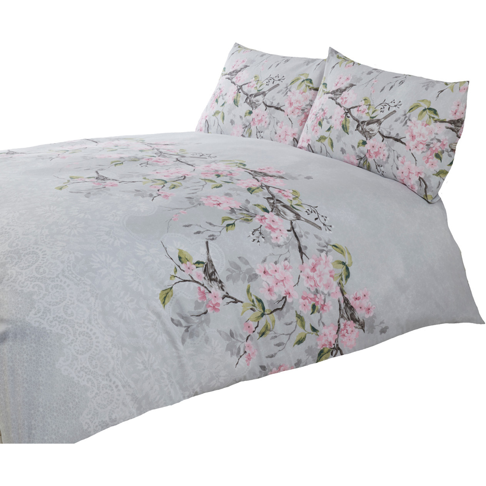 Rapport Home Eloise Double Grey Duvet Cover Set Image 2