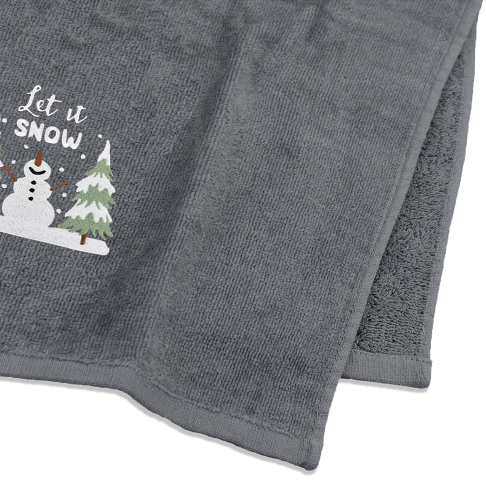Noel Square Let It Snow Grey Hand Towel 2 Pack Image 4