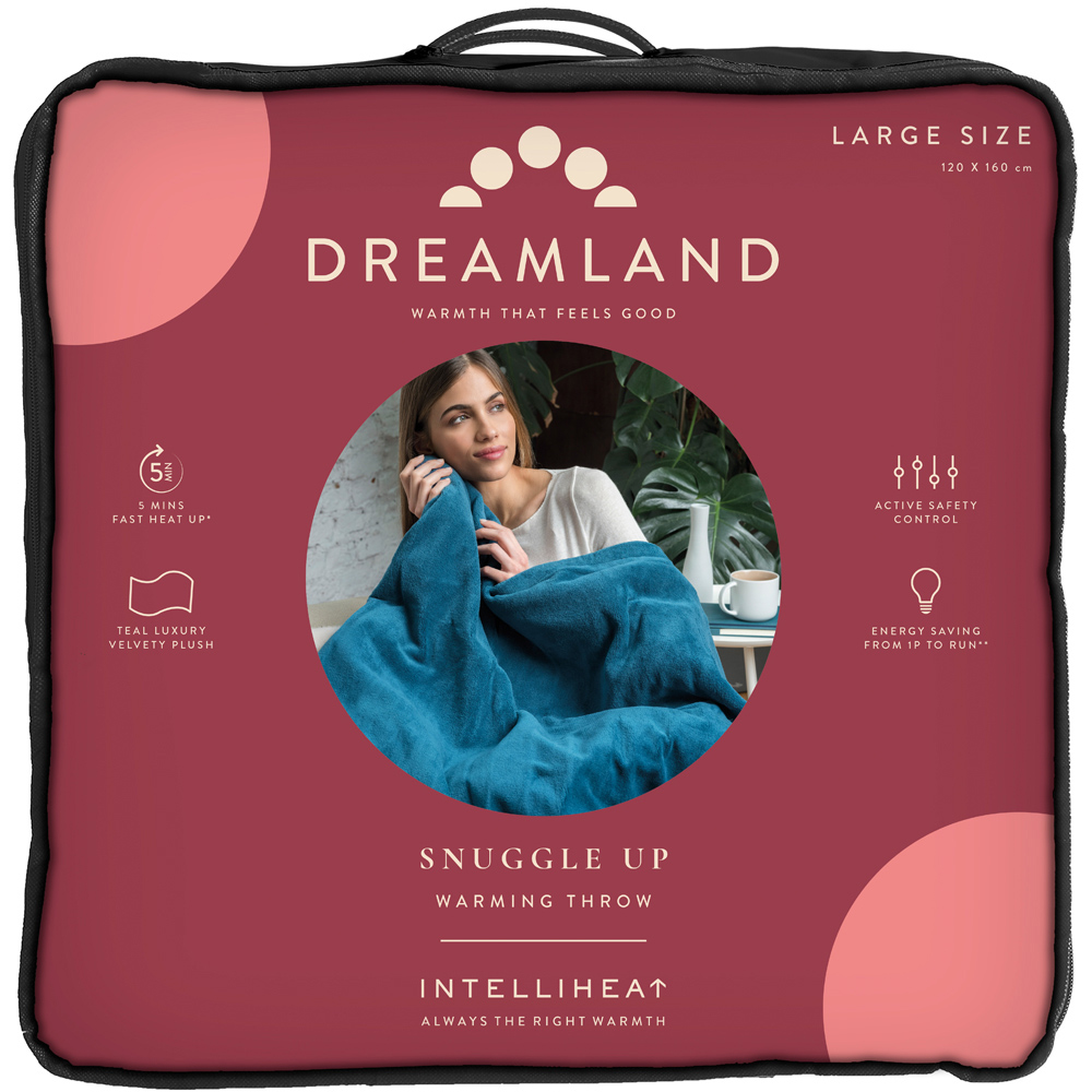 Dreamland Snuggle Up Teal Velvet Heated Throw 120 x 160cm Image 3