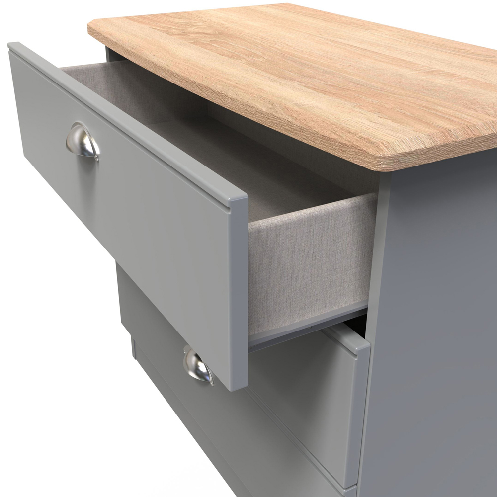 Crowndale Victoria 3 Drawer Dusk Grey and Oak Chest of Drawer Image 5