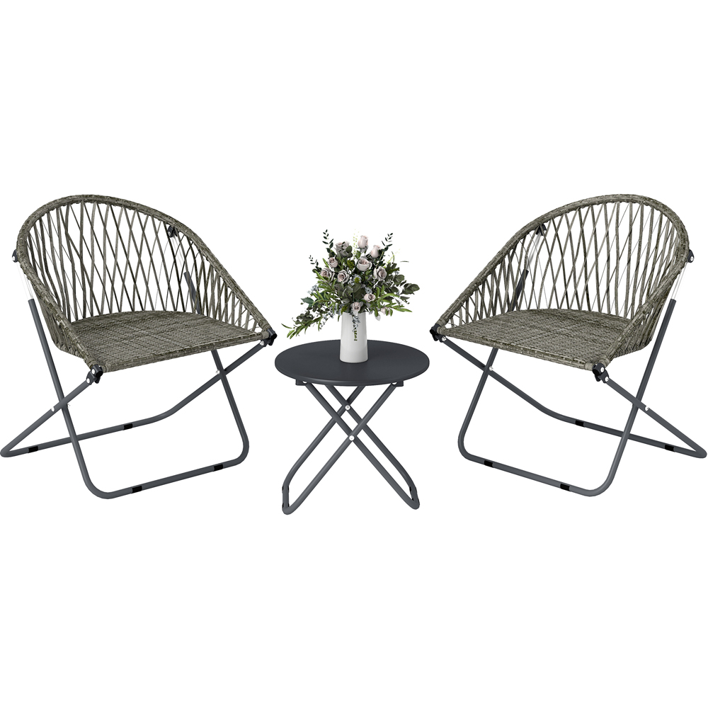 Outsunny 2 Seater Grey Rattan Foldable Garden Bistro Set Image 2