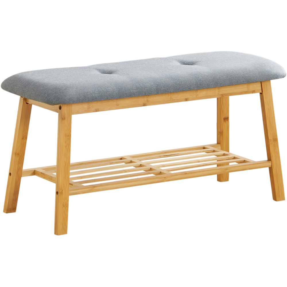 Living and Home Grey Bamboo Shoe Bench Image 2