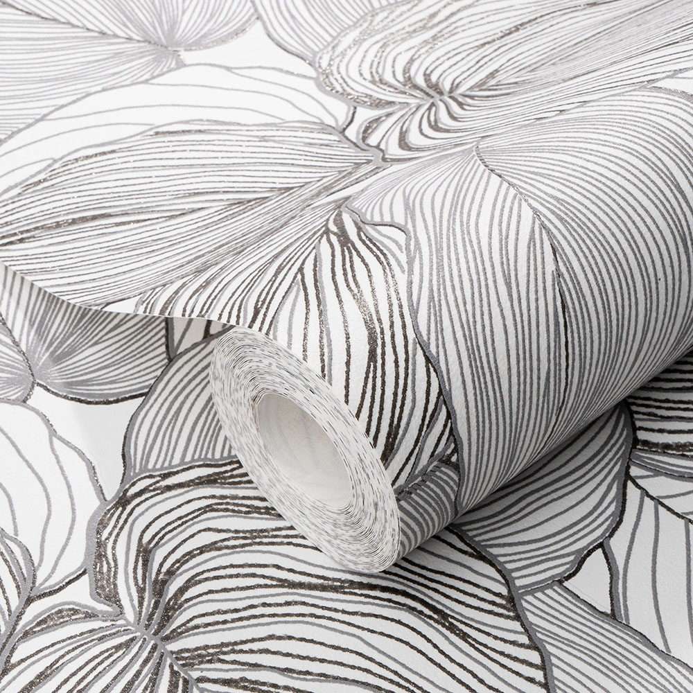 Erismann Banana Leaf Black and White Wallpaper Image 2