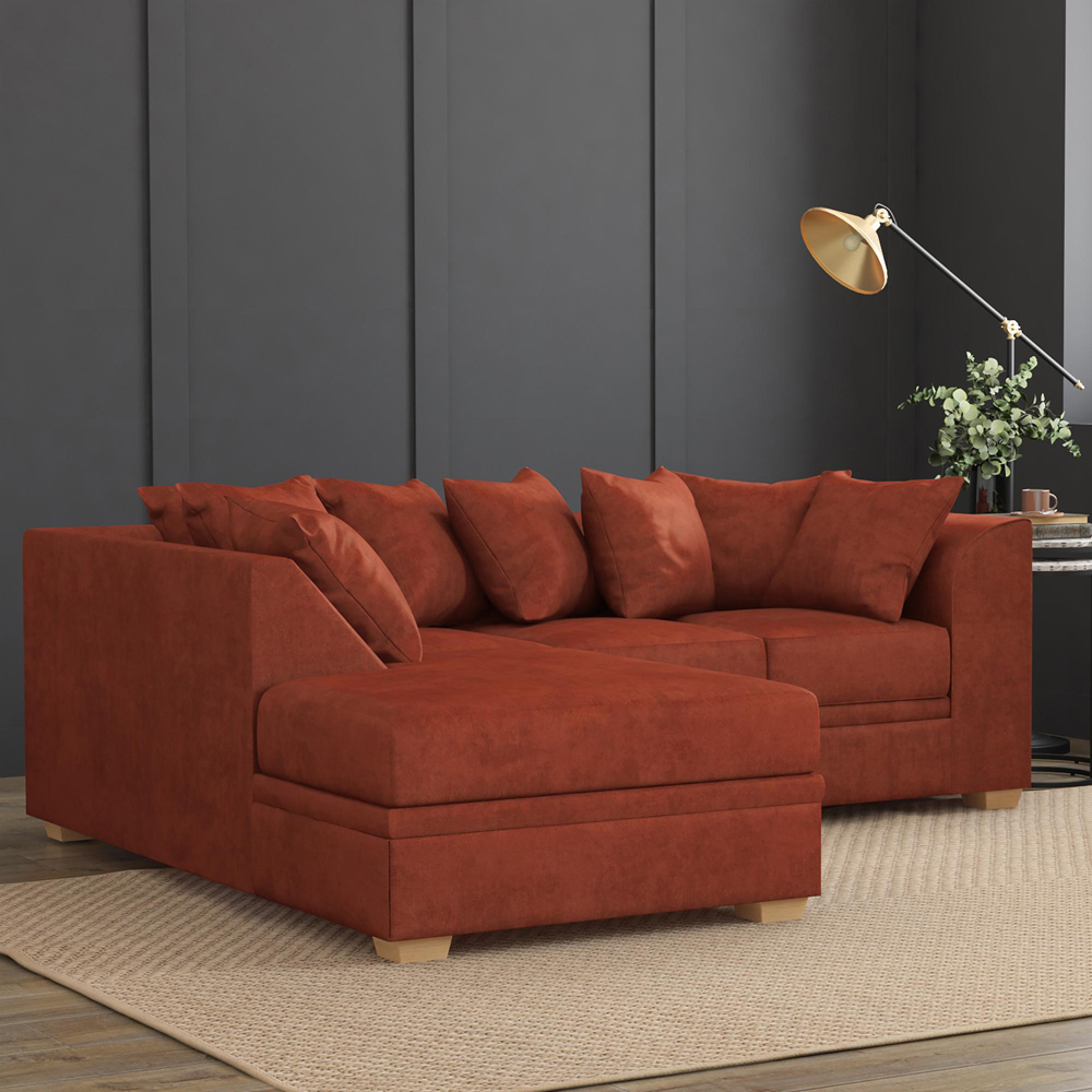Modo 3 Seater Marmalade Plush Velvet Left Hand Scatter Back L-Shape Corner Sofa Image 6
