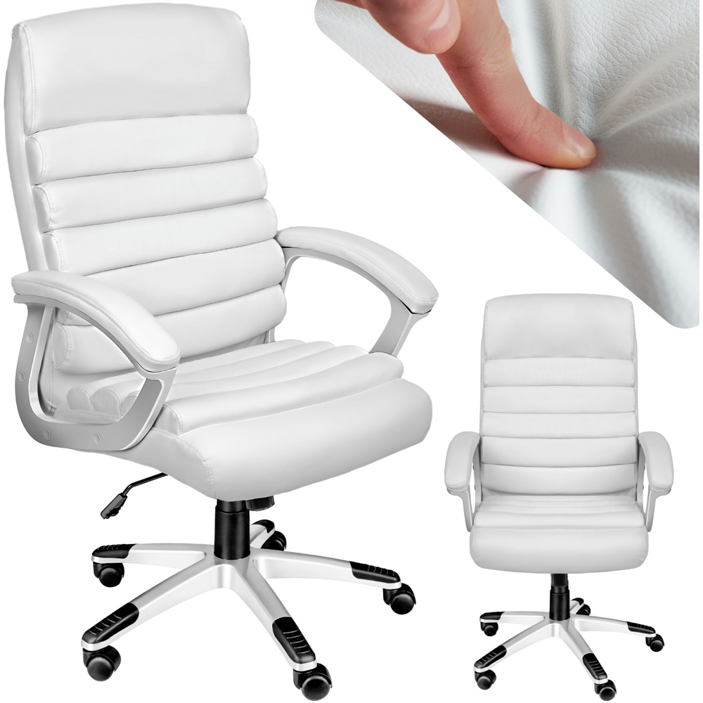 tectake Paul White Height Adjustable Padded Office Chair Image 2
