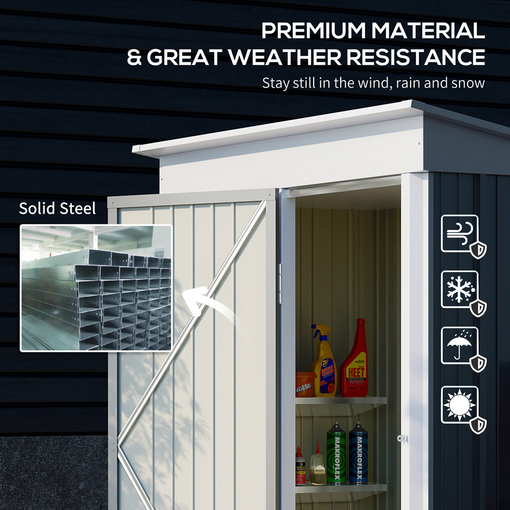 Outsunny 5 x 6ft Dark Grey Adjustable Shelf Garden Storage Shed Image 4