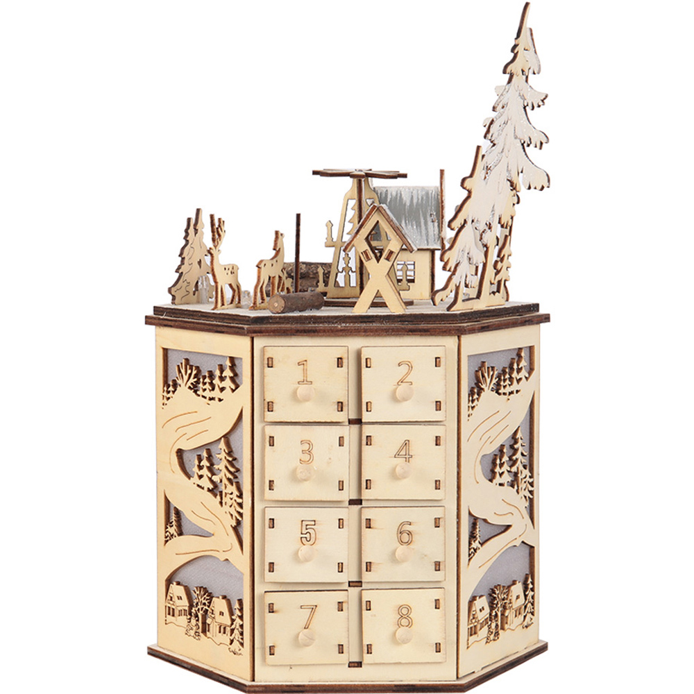 Living and Home LED Rotatable Wooden Christmas Advent Calendar Image 3