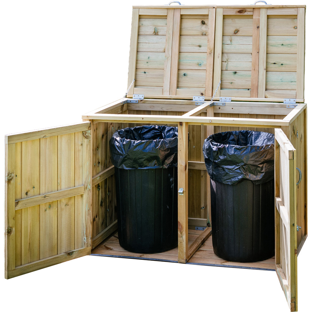 The Garden Village Dutton 4 x 2ft Double Dustbin Storage Shed Image 4