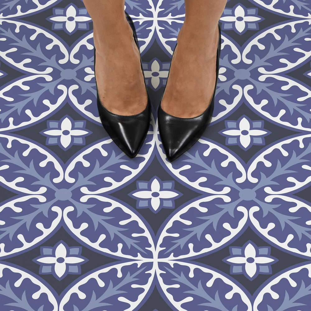 Floorpops Capri Purple White and Charcoal Peel and Stick Floor Tile 30.48 x 30.48cm 10 Pack Image 5