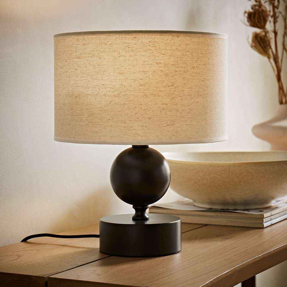 ValueLights Anthony Linen Drum Shade Candlestick LED Table Lamp with Bulb Image 3