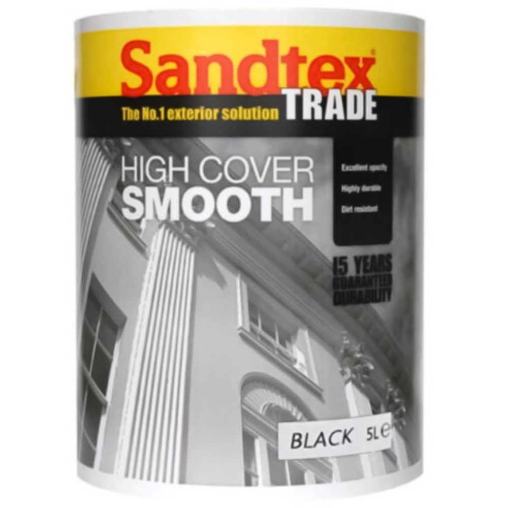 Sandtex Trade Highcover Smooth Black Masonry Paint 5L Image 2