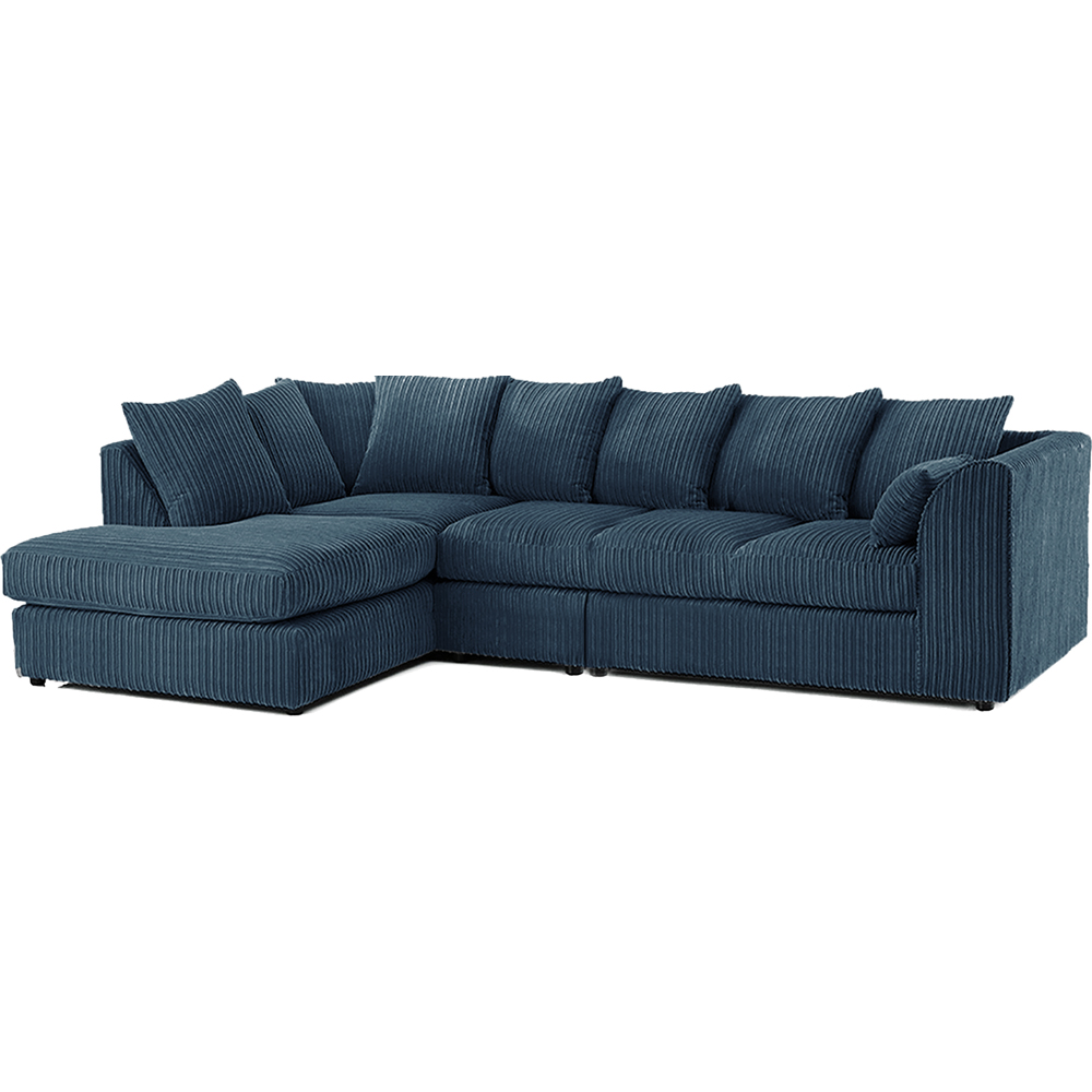 Luxor 4 Seater Navy Blue Jumbo Cord Left Hand Facing Scatter Back L Shaped Corner Sofa Set Image 2