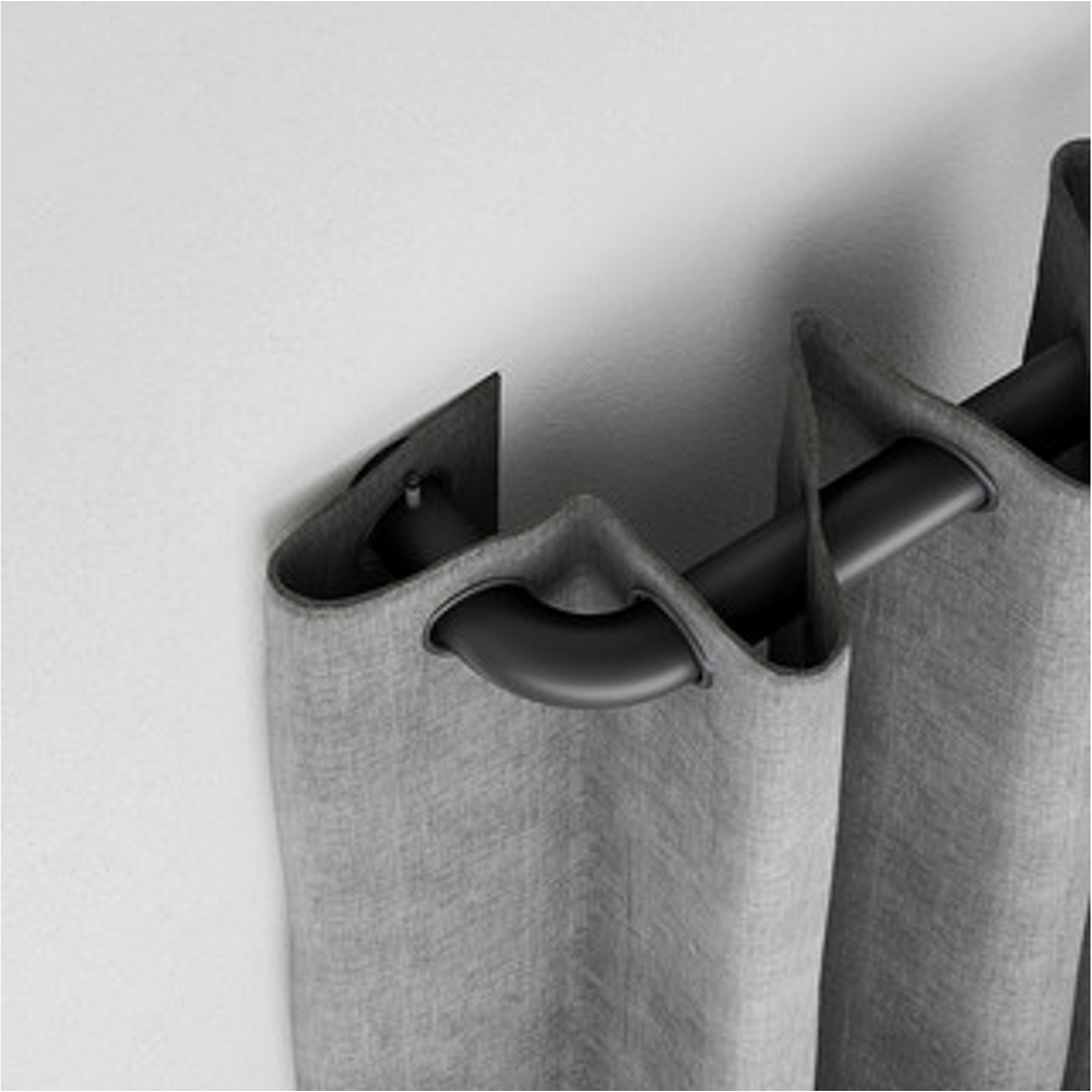 New Edge Blinds 120-210cm Black Room Darkening Extendable Curtain Pole Image 4