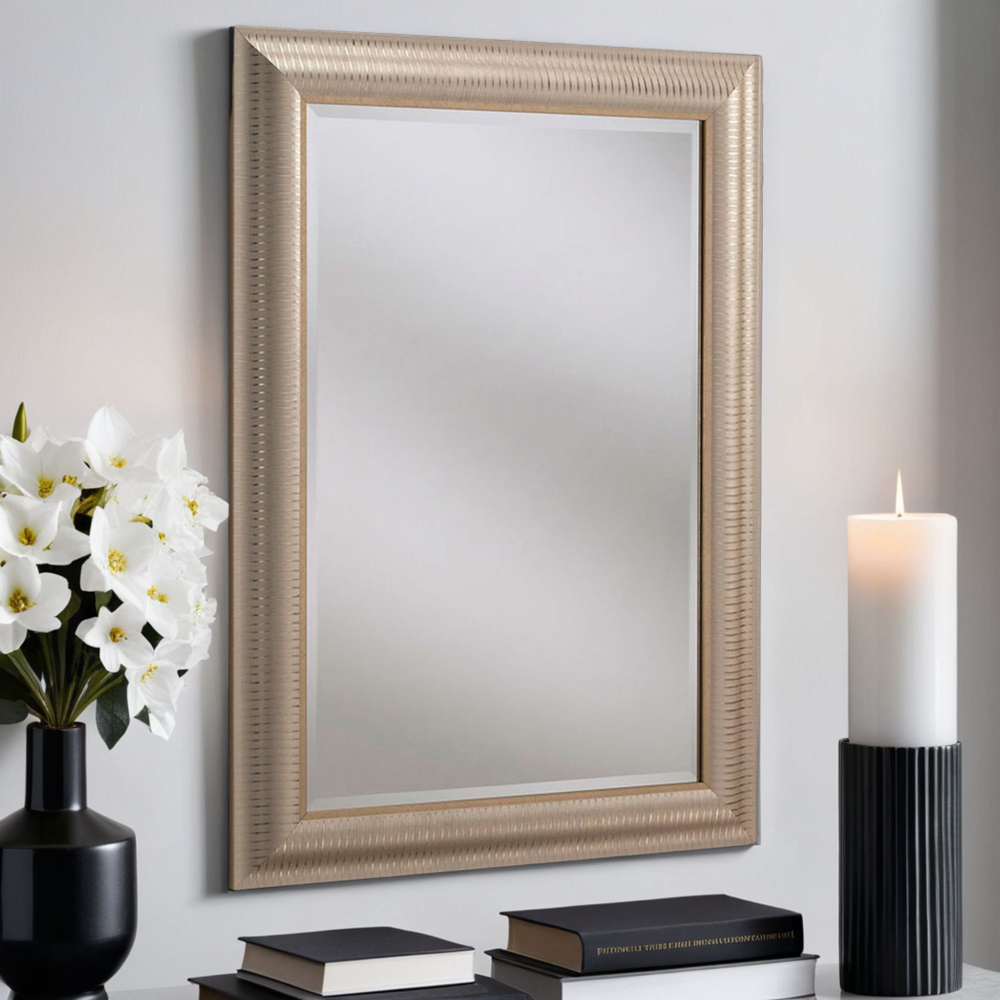 Yearn Gold Champagne Textured Wall Mirror 77 x 62cm Image 2
