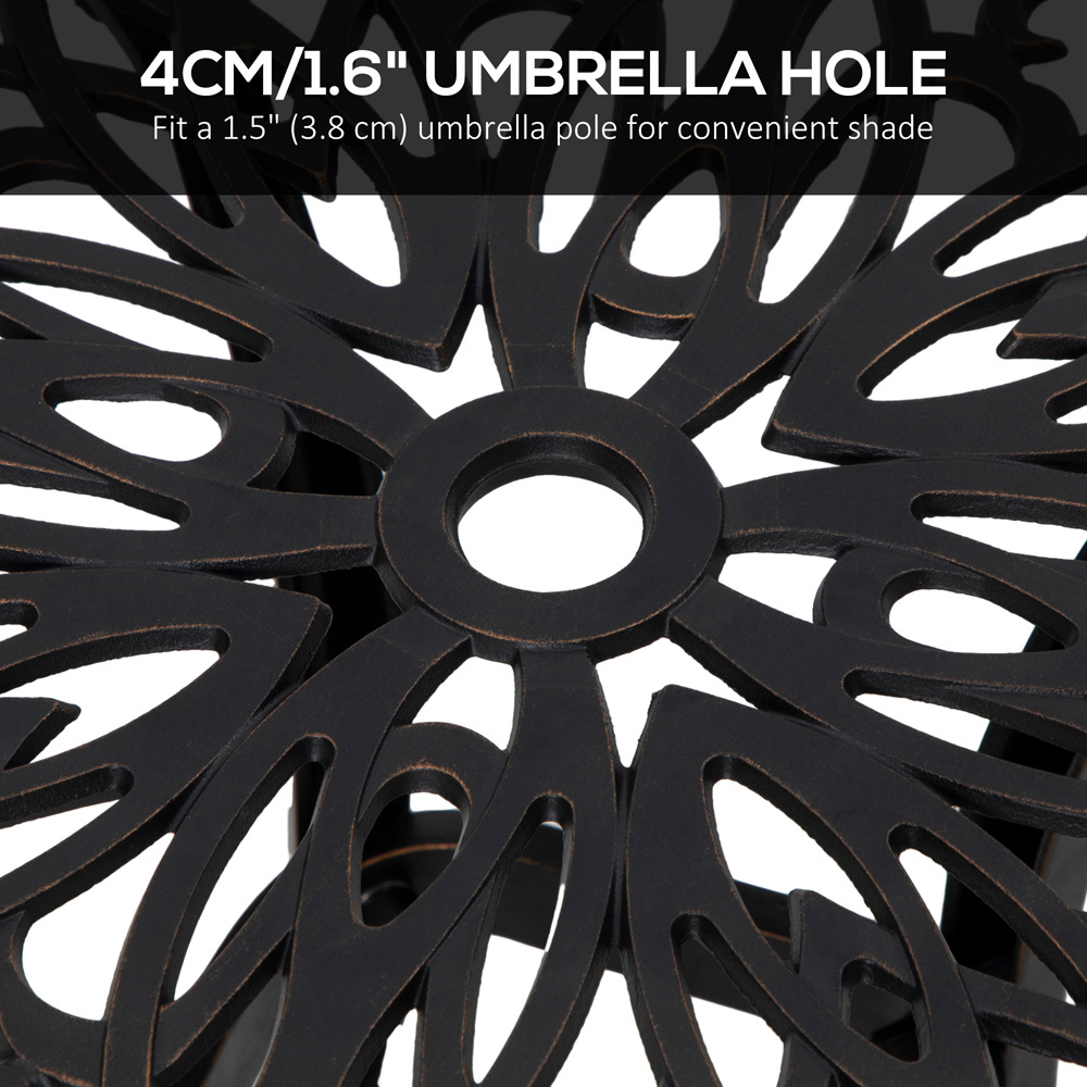 Outsunny Bistro Table with Umbrella Hole Bronze Tone Image 4