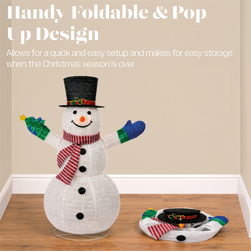 Xmas Haus 100 Warm White LED Foldable Snowman Christmas Decoration 120cm Image 6