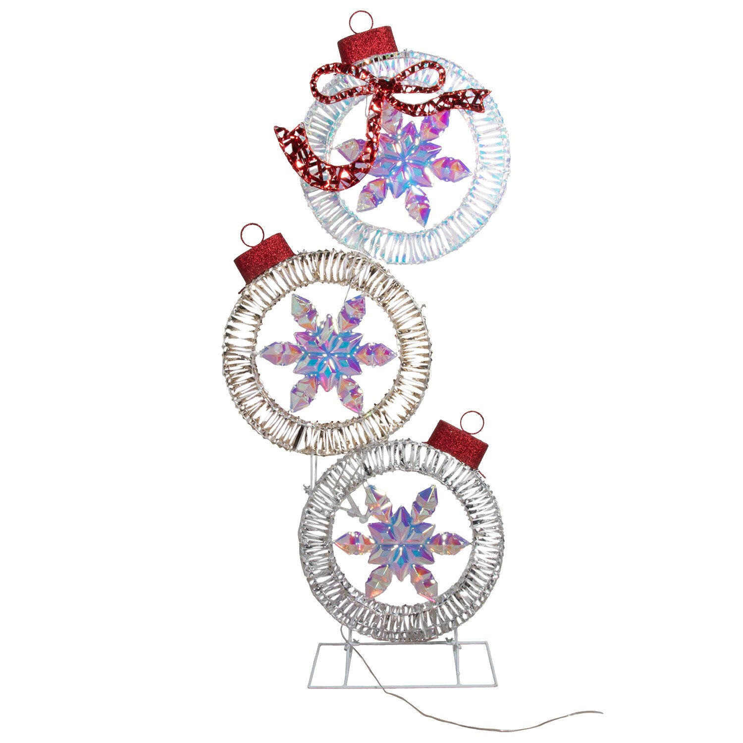 350 LED Iridescent Snowflake Bauble Stack Silver Image 2