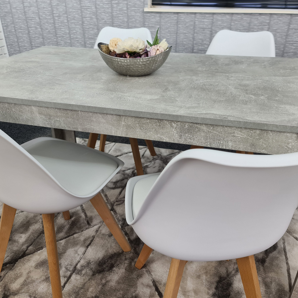 Portland Plastic Leather 4 Seater Dining Set Stone Grey and White Image 2