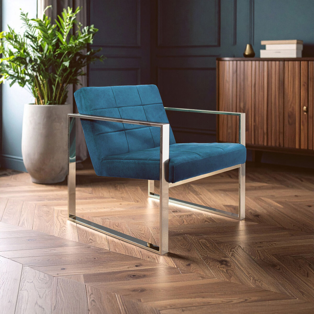 Premier Housewares Vogue Teal Velvet Lounge Chair Image 3