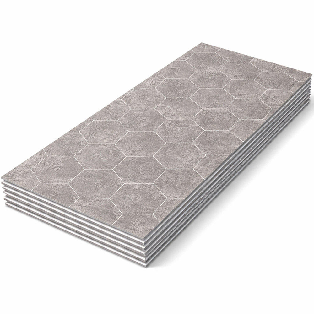 Britwall Dark Grey Hexagon Tile Effect Matte Finish Shower Panel 2400 x 1000 x 10mm 3 Pack Image 3