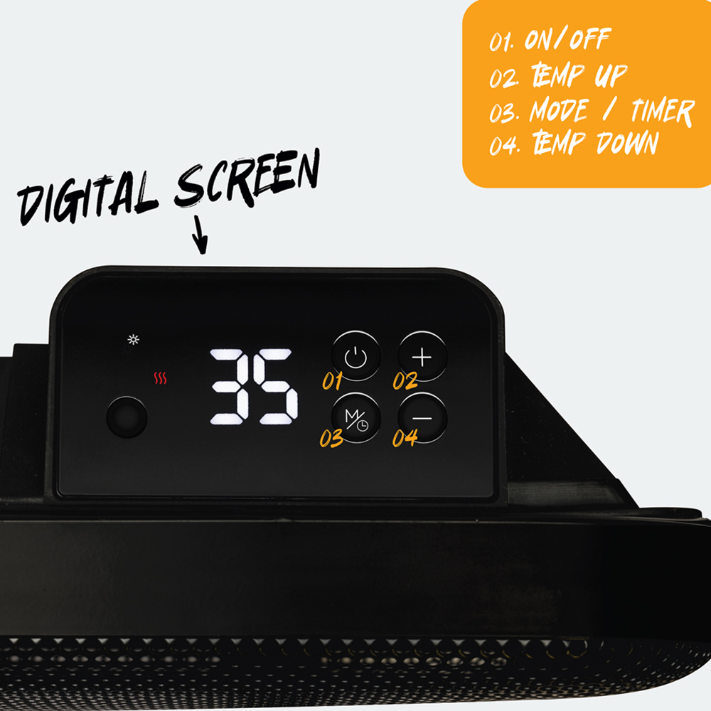 TCP Black Electric Panel Wall Mounted and Free Standing Heater 2000W Image 3