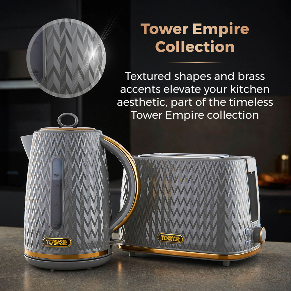 Tower Empire EEJB324 Grey 4 Slice Toaster and 1.7L Kettle Set Image 8
