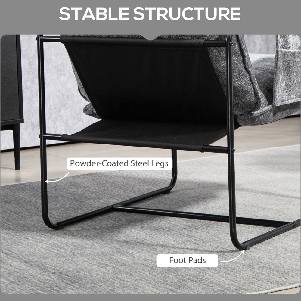 Portland Grey Upholstered Reading Chair with Side Pockets Image 6