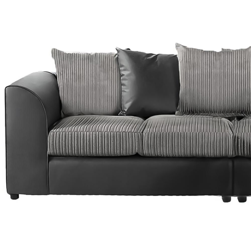 Luxor 4 Seater Black and Grey Jumbo Cord Scatter Back Sofa Image 3