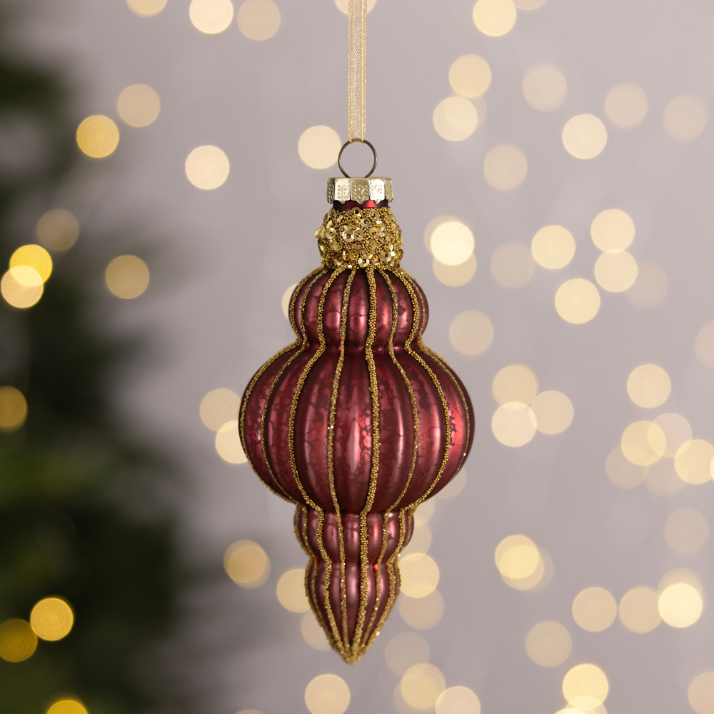 Charles Bentley Burgundy Glass Bauble Collection 12 Pack Image 6